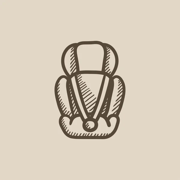 Baby car seat sketch icon. — Stock Vector