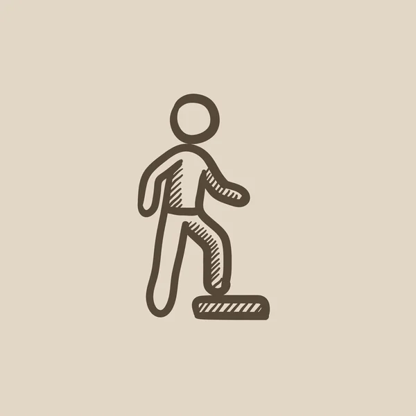 Homem fazendo ícone de esboço de exercício de passo . — Vetor de Stock