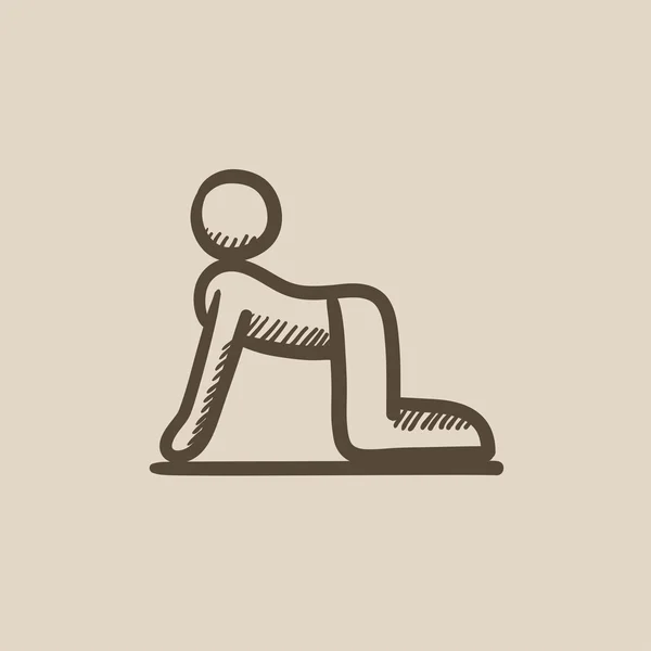 Mann übt sich in Yoga-Sketch. — Stockvektor