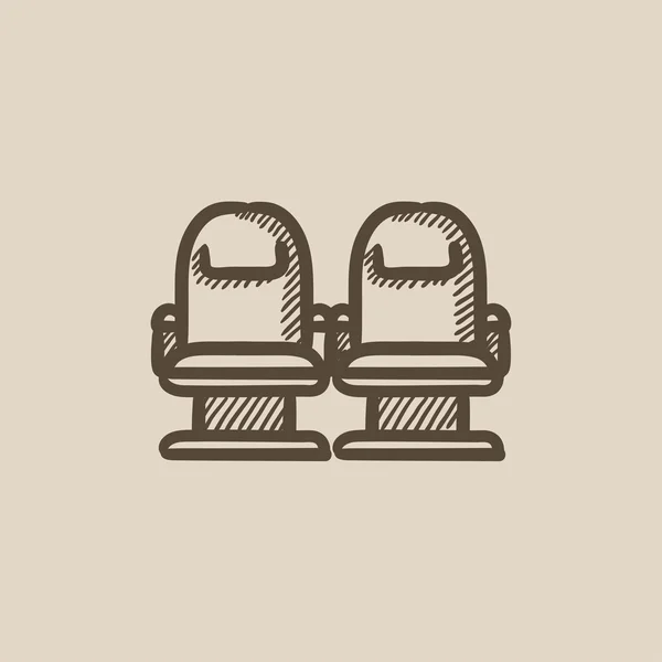 Cinema chairs sketch icon. — Stock Vector