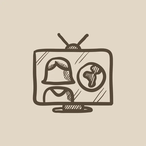 Reporte de televisión icono de boceto . — Archivo Imágenes Vectoriales