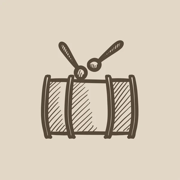 Tambor con palos icono de boceto . — Archivo Imágenes Vectoriales