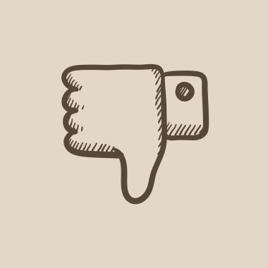 Başparmak aşağı el işareti simgesi kroki.