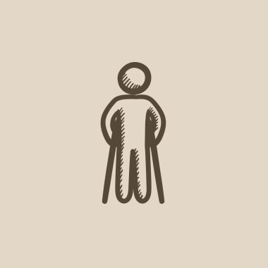 Koltuk değneği kroki simgesi olan adam.