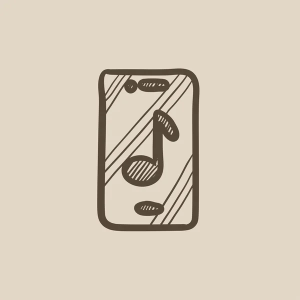 Telefon müzik notu ile kroki simgesi. — Stok Vektör