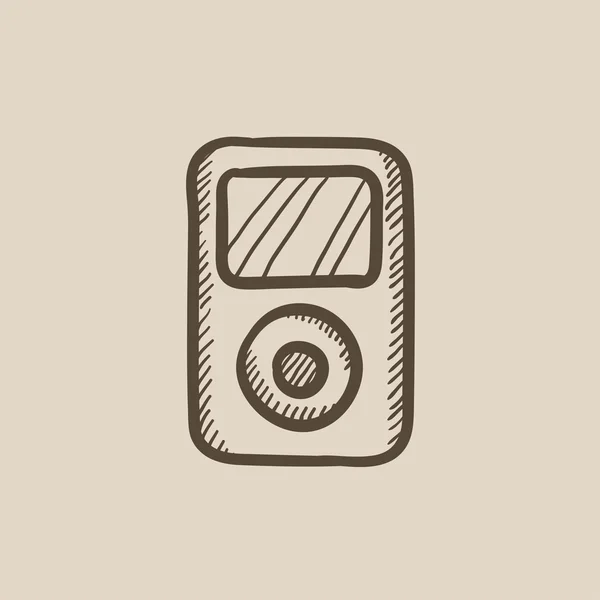 Icono de boceto del reproductor MP3 . — Vector de stock