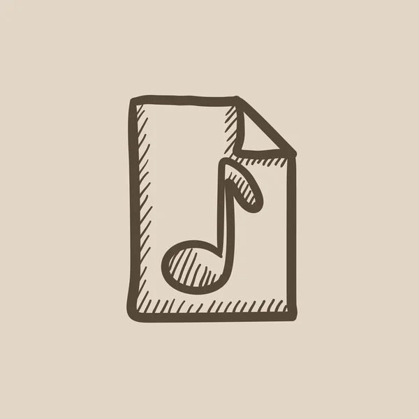 Nota musicale disegnata sull'icona dello schizzo di foglio . — Vettoriale Stock