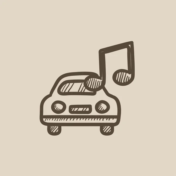 Car with music note sketch icon. — Stock Vector