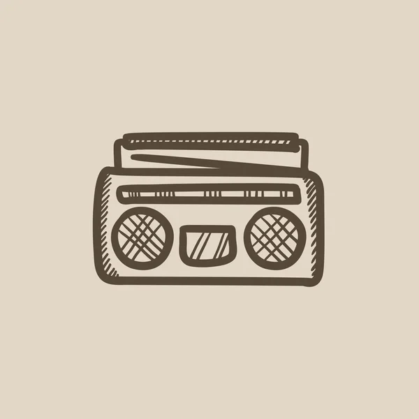 Radio cassettespeler schets pictogram. — Stockvector