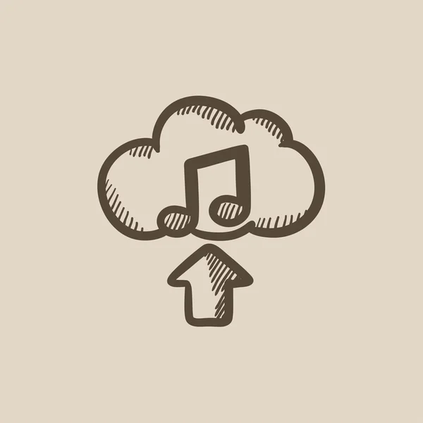 Musik-Sketch-Symbol hochladen. — Stockvektor