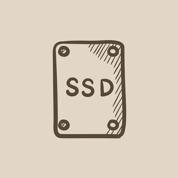 Ikona szkic dysku SSD. — Wektor stockowy