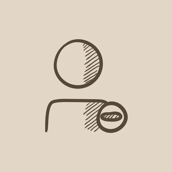 Profil d'utilisateur avec icône de croquis signe moins . — Image vectorielle