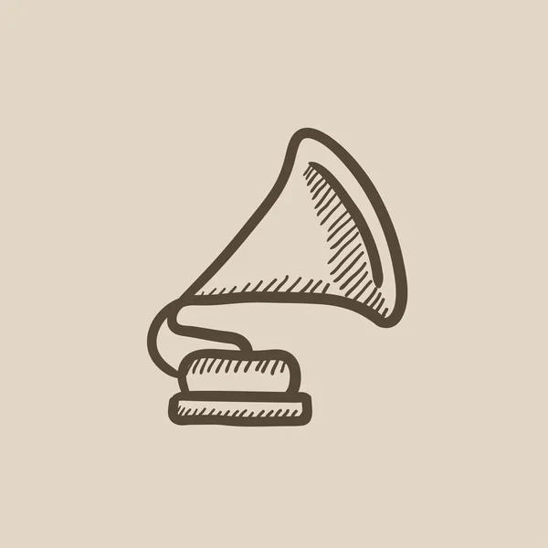 Icona dello schizzo del grammofono . — Vettoriale Stock
