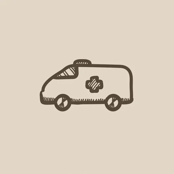 Icono de boceto de coche ambulancia . — Vector de stock