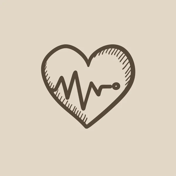 Srdce s kardiogram skica ikony. — Stockový vektor