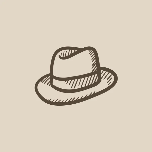 Fedora hoed schets pictogram. — Stockvector