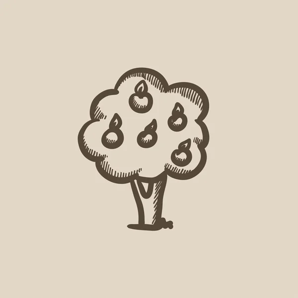 Bosquejo de árbol frutal icono . — Vector de stock