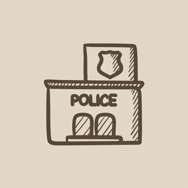 Estación de policía icono de boceto . — Vector de stock