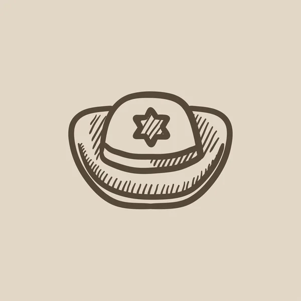 Ícone de esboço de chapéu xerife . —  Vetores de Stock