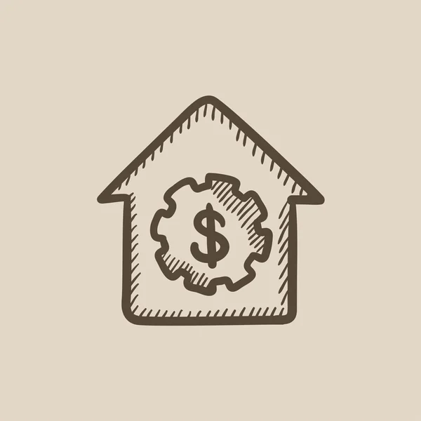 House with dollar symbol sketch icon. — Stock Vector