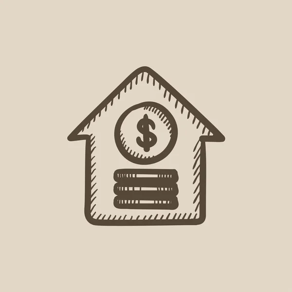 House with dollar symbol sketch icon. — Stock Vector