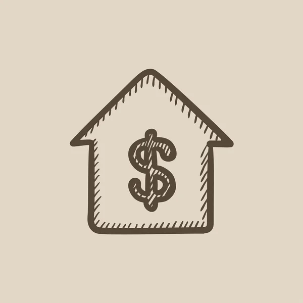 House with dollar symbol sketch icon. — Stock Vector