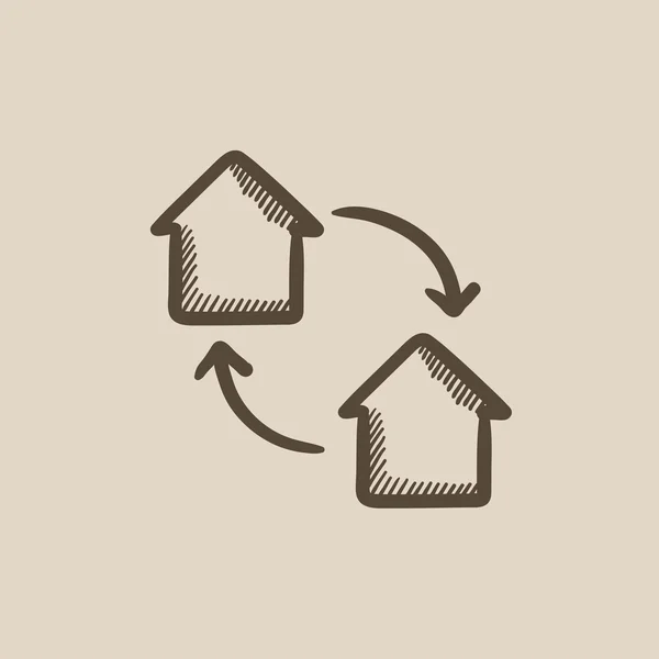 House exchange sketch icon. — Stock Vector