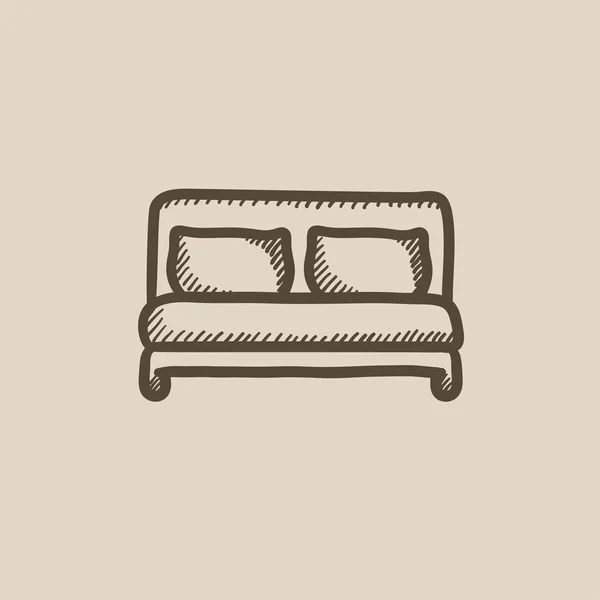 Διπλό κρεβάτι σκίτσο εικονίδιο. — Διανυσματικό Αρχείο