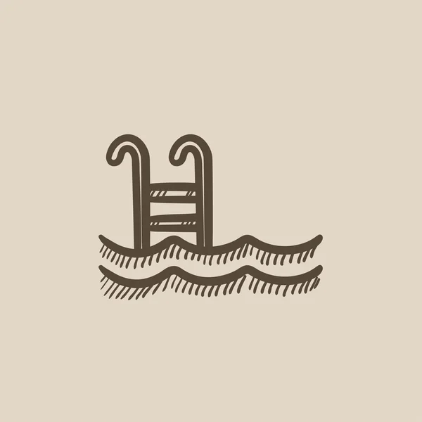 Schwimmbad mit Leiterskizze-Symbol. — Stockvektor