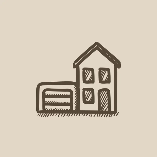 House with garage sketch icon. — Stock Vector