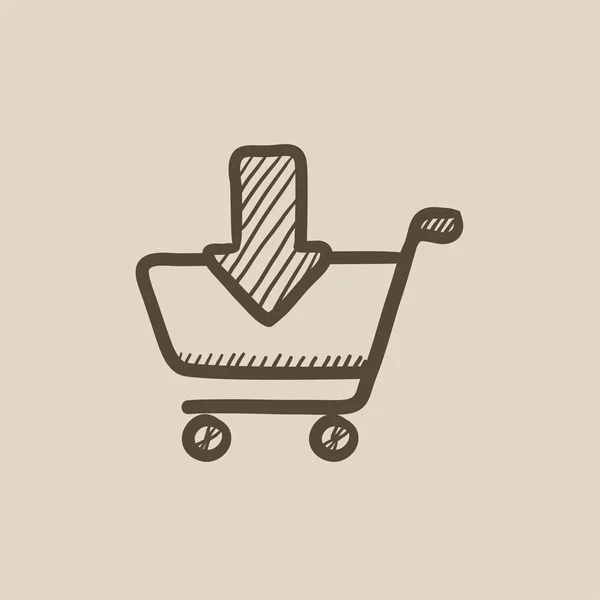 Icono de boceto del carrito de compras online . — Vector de stock