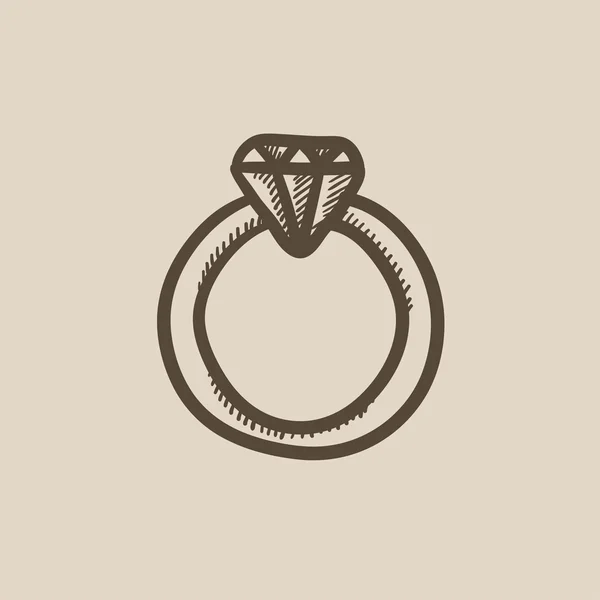 Diamond ring sketch icon. — Stock Vector