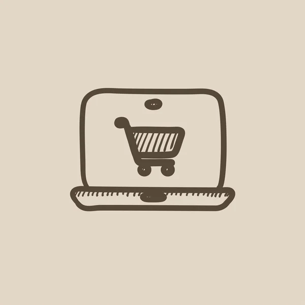 Online shopping skiss ikon. — Stock vektor