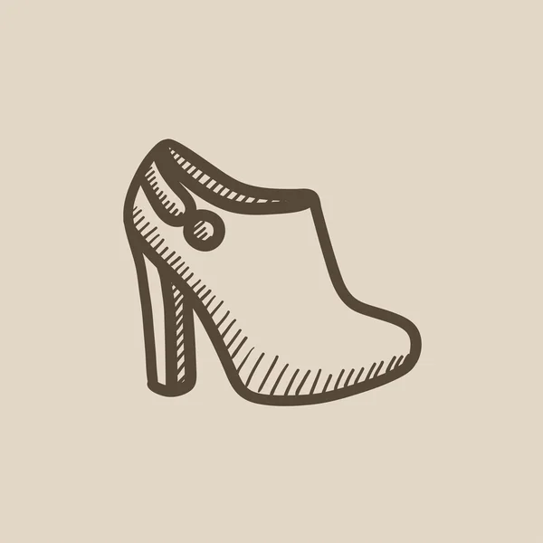 High-heeled ankle boot sketch icon. — Stock Vector