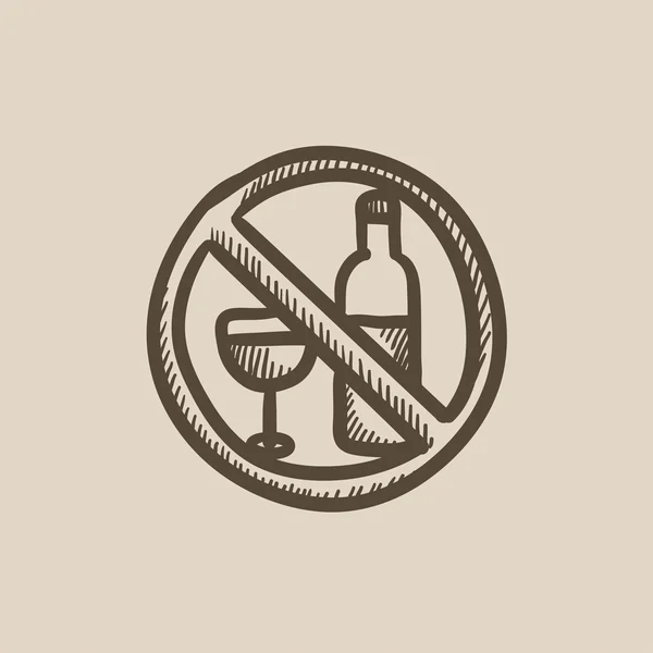 Ningún signo de alcohol icono de boceto . — Archivo Imágenes Vectoriales