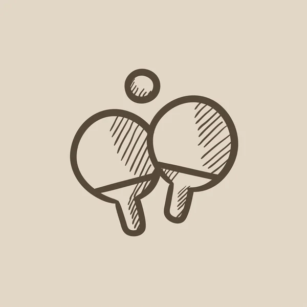 Raquette de ping-pong et icône de croquis balle . — Image vectorielle
