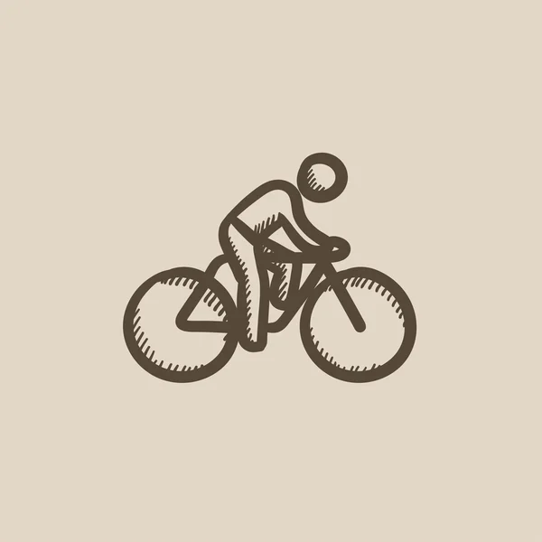 Mann reitet Fahrrad Skizze Ikone. — Stockvektor