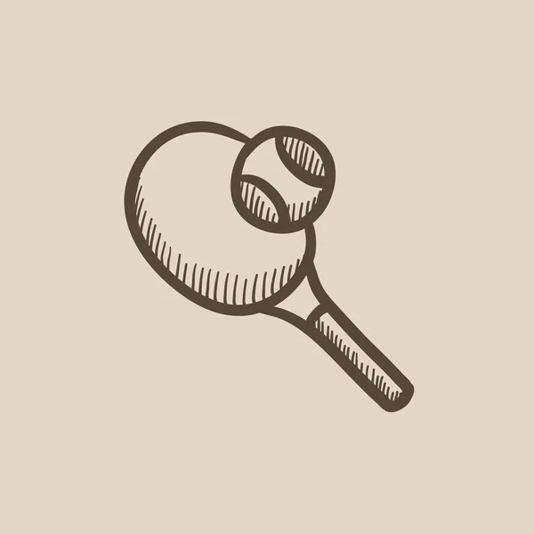 Raqueta de tenis y esbozo de pelota icono . — Vector de stock