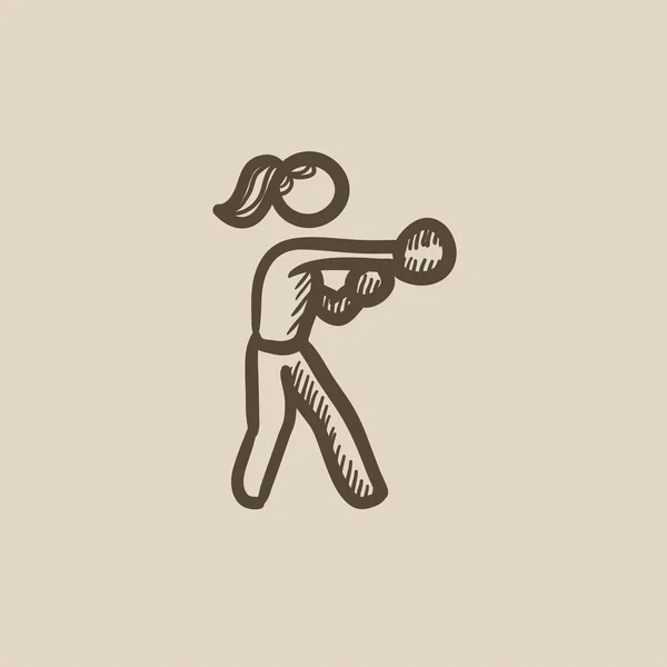 Icono de bosquejo boxeador femenino . — Vector de stock