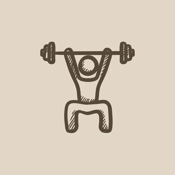 Man exercising with barbell sketch icon. — Stock Vector