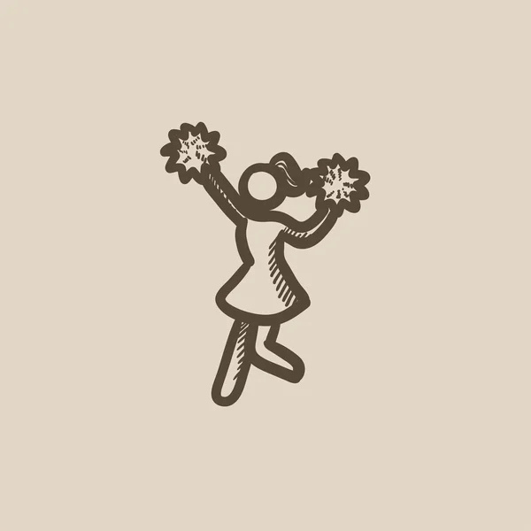 Cheerleader schizzo icona . — Vettoriale Stock