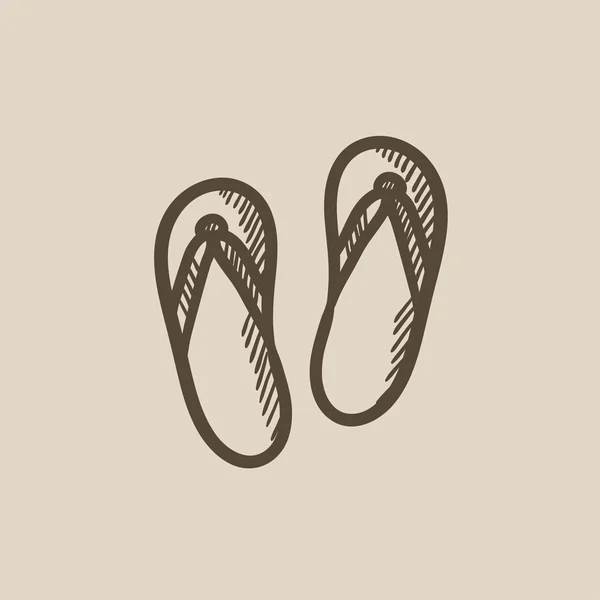 Beach slipper sketch icon. — Stock Vector