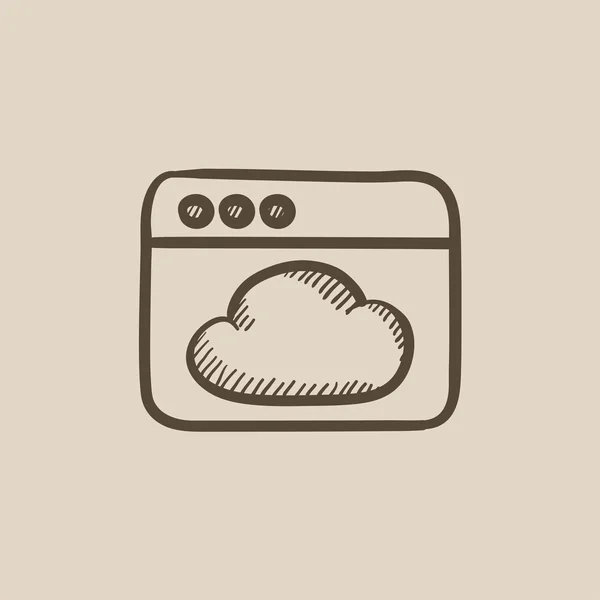 Browser-venster met het pictogram van de schets van de wolk. — Stockvector