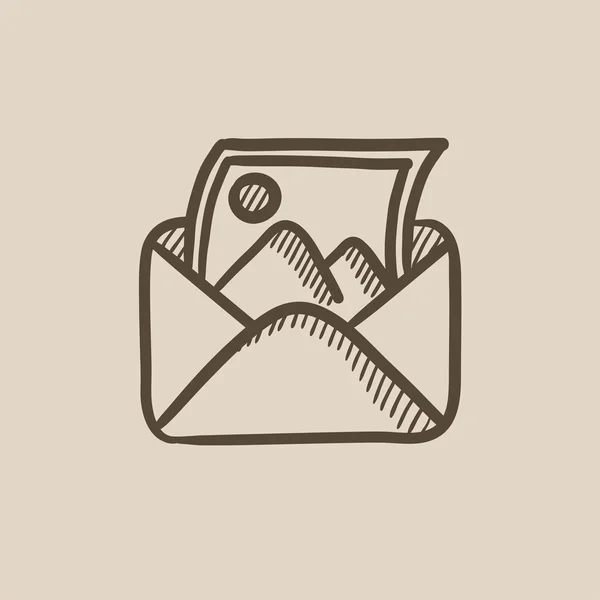 Enveloppe mail avec icône de croquis photo . — Image vectorielle