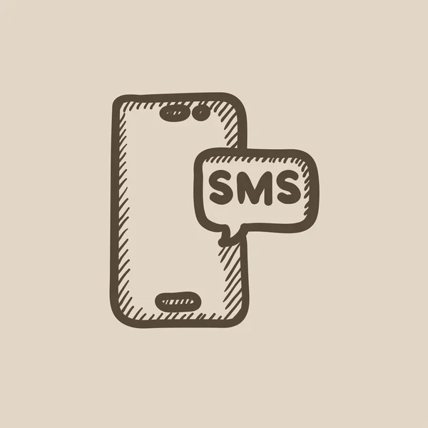 Smartphone with message sketch icon. — Stock Vector