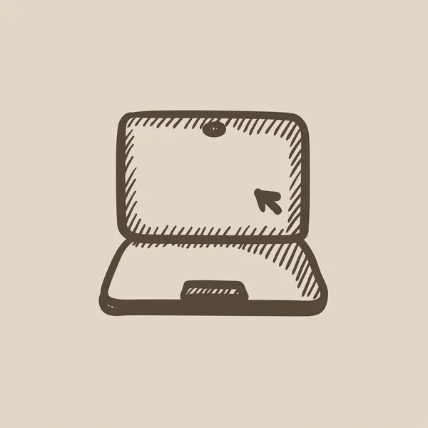 Laptop con icona dello schizzo del cursore . — Vettoriale Stock