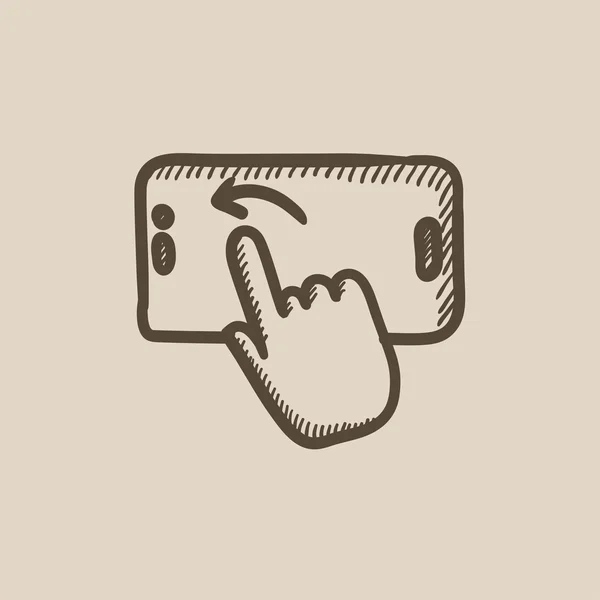 Dedo tocar icono del boceto smartphone . — Vector de stock