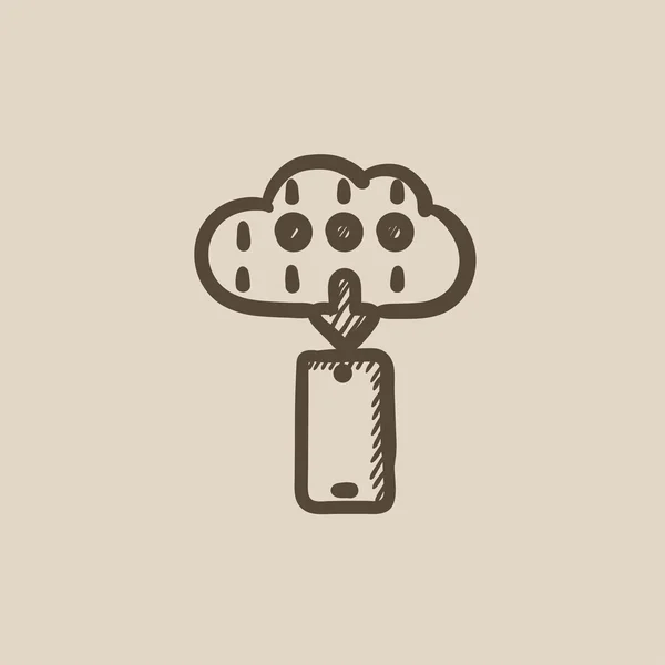 Nube de computación icono de boceto . — Vector de stock