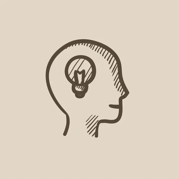Human head with idea sketch icon. — Stock Vector