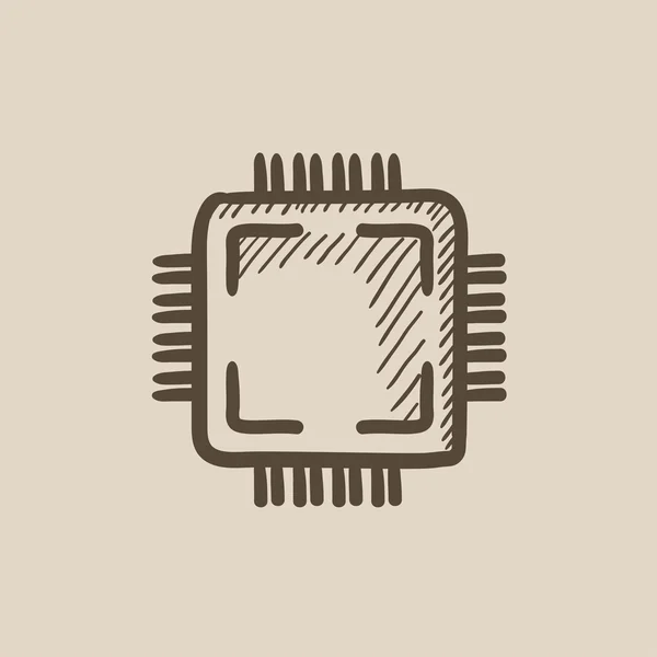 Icono del boceto de la CPU . — Vector de stock